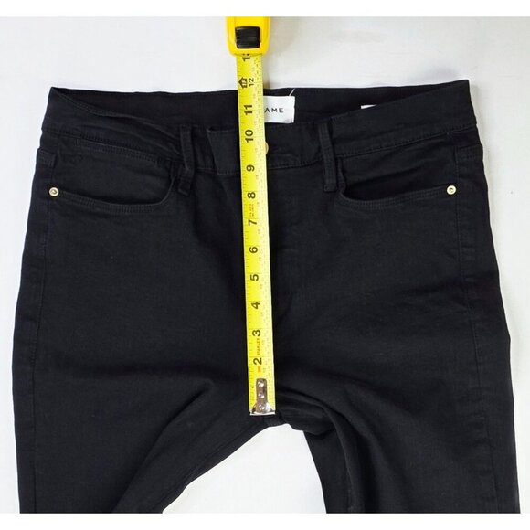 Frame Size 32X31 Womens Le Pixie High Flare Black Denim 5 Pocket Jeans - Picture 2 of 13
